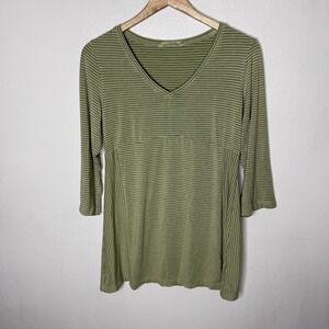 Cut Loose Green‎ White Stripe Tunic Top 3/4 Sleeve Goblincore Women's Small